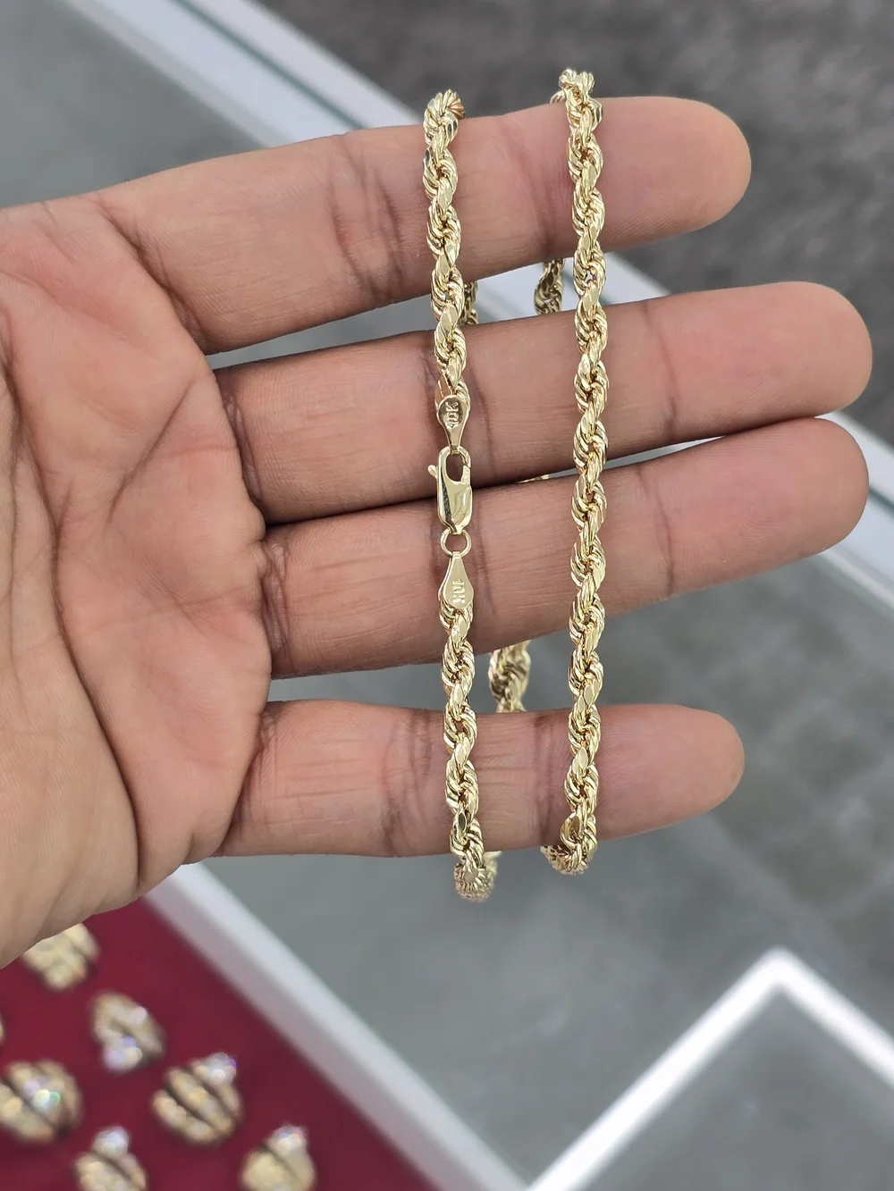 10k Real Gold Rope Chain 4mm 20 Inches